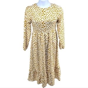 Shein long sleeve zip up animal print maxi dress, cream and tan,  size 10‎